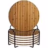Round Shape 6 Ceramic Coasters Bamboo Board Texture Picture